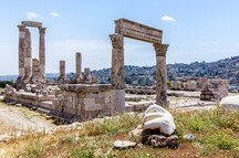 Temple of Hercules and the hand, at the Amman Citadel, Amman, Jordan Temple of Hercules and the hand, at the Amman Citadel, Amman, Jordan